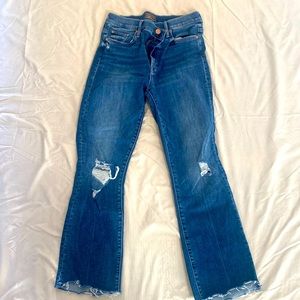 Mother Jeans The Inside Crop Step Chew Size 28 blue.